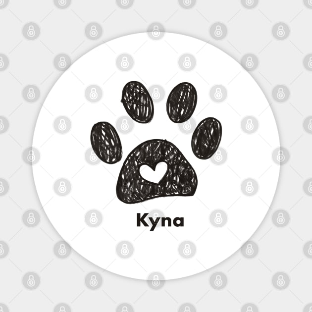 Kyna name made of hand drawn paw prints Magnet by GULSENGUNEL